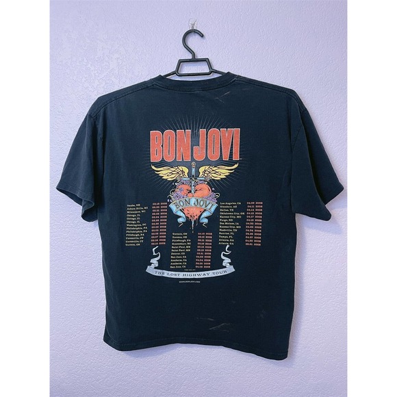 Bon Jovi Tour T-Shirt Men's Vintage Lost Highway Concert Tour 80s Shirt Size 2XL - Picture 2 of 4